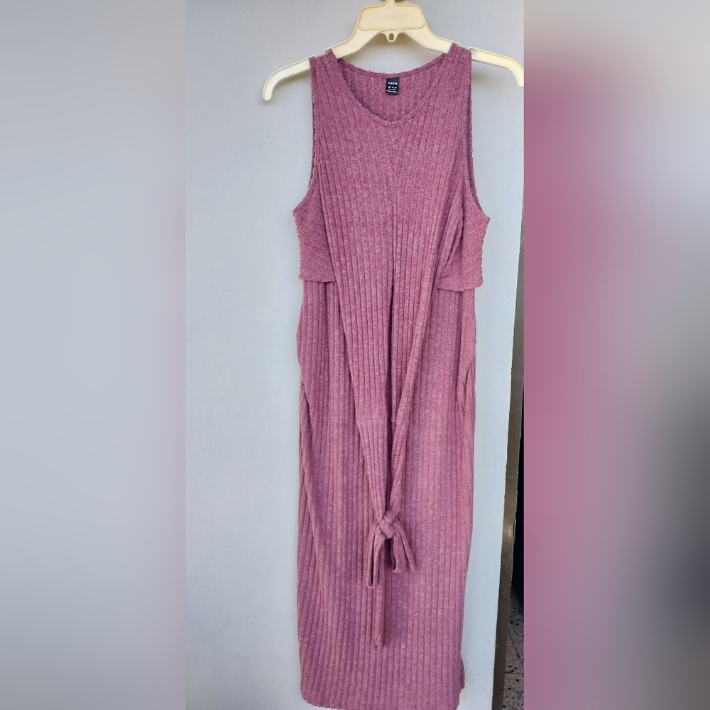 SHEIN Mauve Ribbed Midi Dress, Dress Maternity